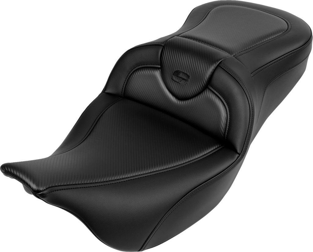 SADDLEMEN Roadsofa* Seat - without Backrest - Carbon Fiber - Black Stitch - 'FL '08-'19 A808-07B-185BLK