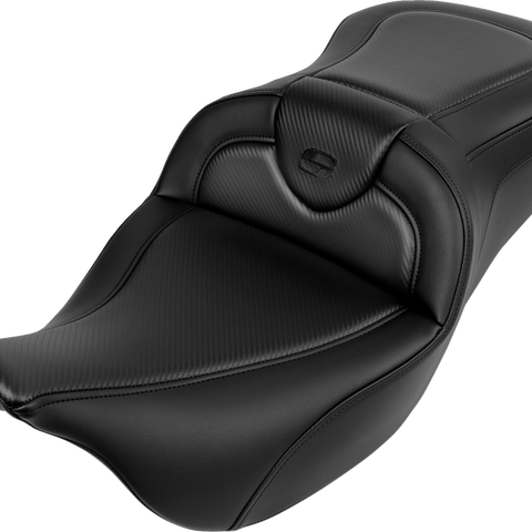SADDLEMEN Roadsofa* Seat - without Backrest - Carbon Fiber - Black Stitch - 'FL '08-'19 A808-07B-185BLK - Team Dream Rides