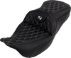SADDLEMEN Roadsofa™ Seat with Backrest - White Stitch for FL 2008-2023 | Part 808-07B-182B6