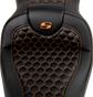 SADDLEMEN RoadSofa™ Seat with Honeycomb Cover - Orange Stitch - FLH/FLT 2008-2023 Part 808-07B-18903