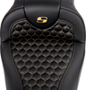 SADDLEMEN RoadSofa* Seat - Honeycomb - Gold Stitch - without Backrest - FLH/FLT '08-'23 A808-07B-189GOL