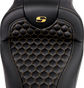 SADDLEMEN RoadSofa™ Seat with Honeycomb Pattern and Gold Stitch for FLH/FLT 2008-2023 – Part 808-07B-18907