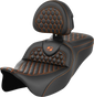 SADDLEMEN RoadSofa™ Seat with Honeycomb Pattern and Backrest for FLH/FLT 2008-2023 - Part 808-07B-189B3