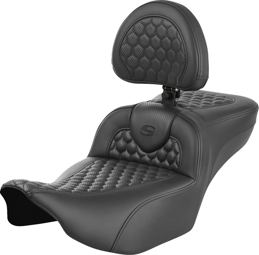 SADDLEMEN Roadsofa* Extended Reach Seat - with Backrest - Honeycomb - FLTR/FLHX '23-'24 823-07-190B0 - Team Dream Rides