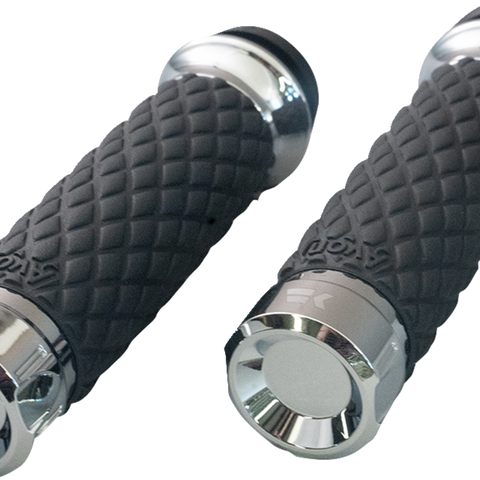 KHROME WERKS Grips - Klassic - Custom Contour - Diamond - Chrome 500305 - Team Dream Rides