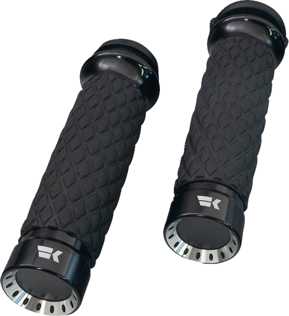 KHROME WERKS Grips - Turbine - Custom Contour - Diamond - Black 500330