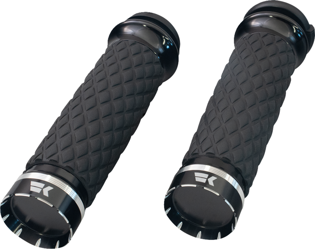 KHROME WERKS Grips - Tracer - Custom Contour - Diamond - Black 500320