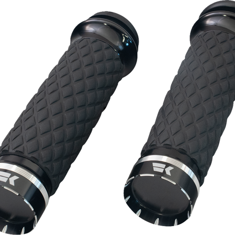 KHROME WERKS Grips - Tracer - Custom Contour - Diamond - Black 500320 - Team Dream Rides