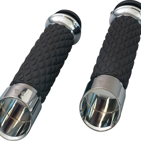 KHROME WERKS Grips - Edge - Custom Contour - Diamond - Chrome 500315 - Team Dream Rides
