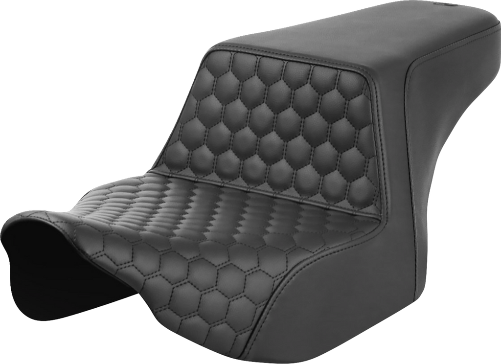 SADDLEMEN Step-Up Seat - Front Honeycomb - Black Stitching - FL '23-'24 823-07-17700 - Team Dream Rides