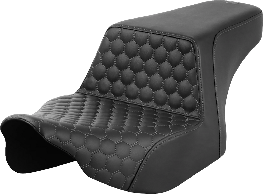 SADDLEMEN Step-Up Front Honeycomb Seat with Gray Stitching for Harley Davidson FL 2023-2024 (Part #823-07-17702)