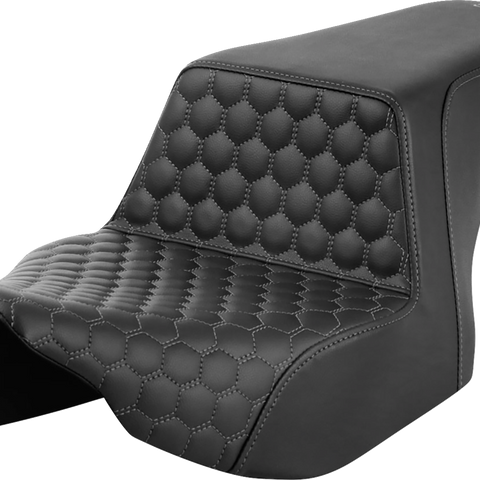 SADDLEMEN Step-Up Seat - Front Honeycomb - Gray Stitching - FL '23-'24 823-07-17702 - Team Dream Rides