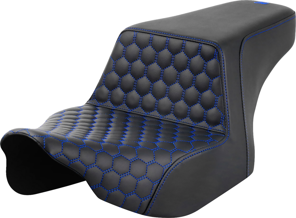 SADDLEMEN Step-Up Seat - Front Honeycomb - Blue Stitching - FL '23-'24 823-07-17701 - Team Dream Rides