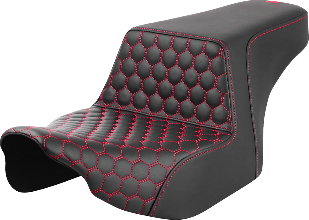 SADDLEMEN Step-Up Seat - Front Honeycomb - Red Stitching - FL '23-'24 823-07-17704 - Team Dream Rides