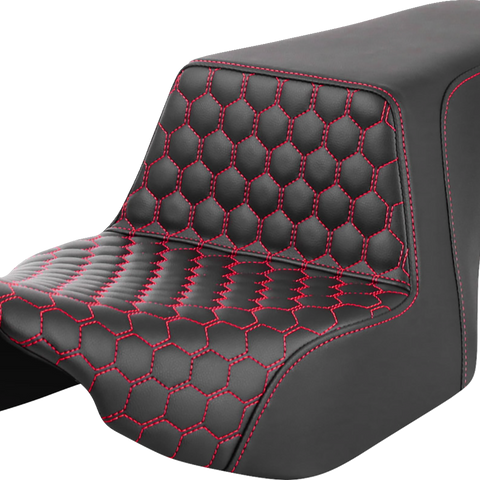SADDLEMEN Step-Up Seat - Front Honeycomb - Red Stitching - FL '23-'24 823-07-17704 - Team Dream Rides