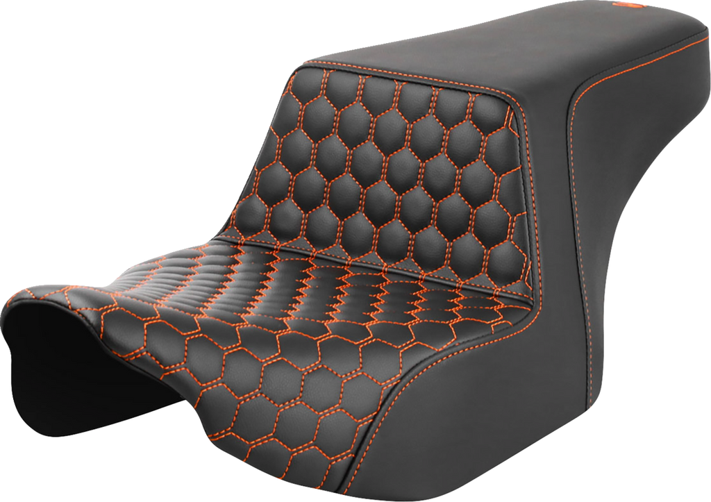 SADDLEMEN Step-Up Seat - Front Honeycomb - Orange Stitching - FL '23-'24 823-07-17703 - Team Dream Rides