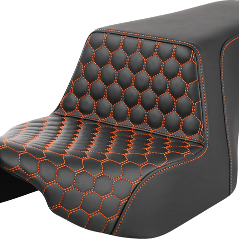 SADDLEMEN Step-Up Seat - Front Honeycomb - Orange Stitching - FL '23-'24 823-07-17703 - Team Dream Rides
