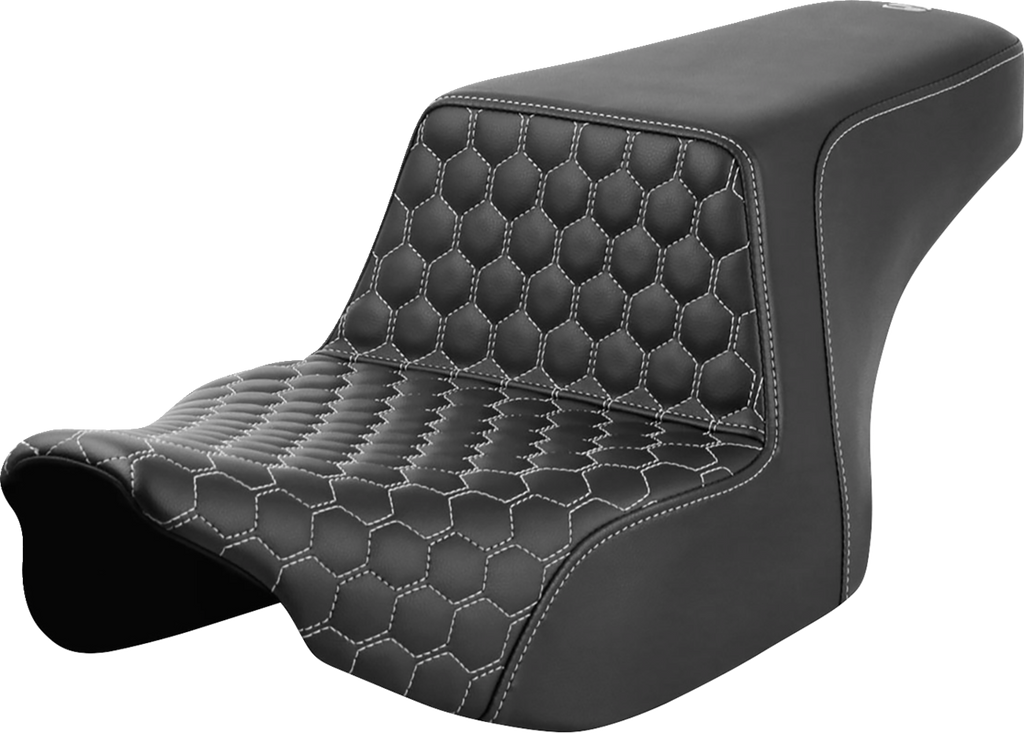 SADDLEMEN Step-Up Seat - Front Honeycomb - Silver Stitching - FL '23-'24 823-07-17705