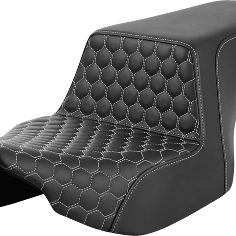 SADDLEMEN Step-Up Seat - Front Honeycomb - Silver Stitching - FL '23-'24 823-07-17705 - Team Dream Rides