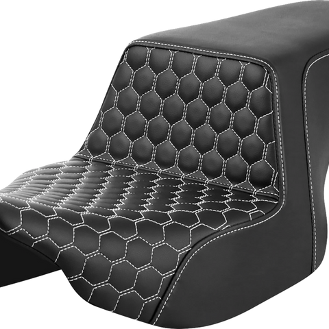 SADDLEMEN Step-Up Seat - Front Honeycomb - White Stitching - FL '23-'24 823-07-17706 - Team Dream Rides