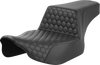 SADDLEMEN Step-Up Seat - Extended Reach - Front Honeycomb - Black Stitch - FL '23-'24 823-07-17800 - Team Dream Rides