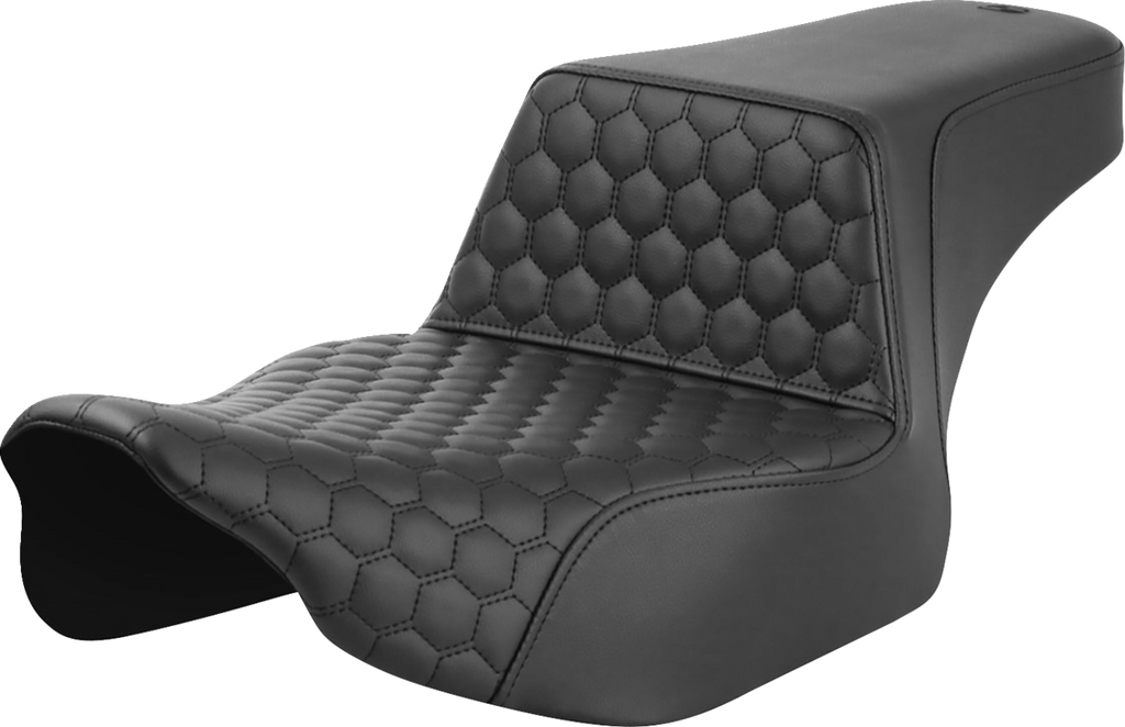 SADDLEMEN Step-Up Seat - Extended Reach - Front Honeycomb - Black Stitch - FL '23-'24 823-07-17800 - Team Dream Rides
