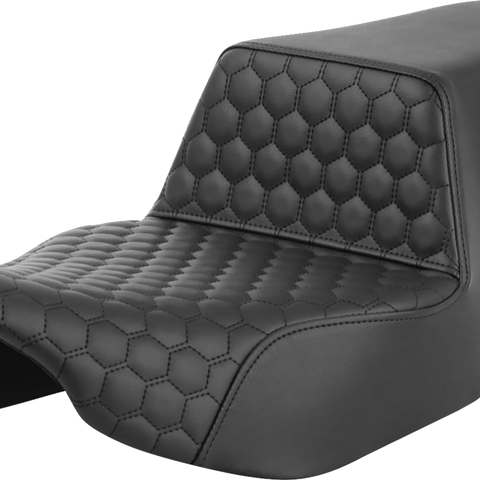 SADDLEMEN Step-Up Seat - Extended Reach - Front Honeycomb - Black Stitch - FL '23-'24 823-07-17800 - Team Dream Rides