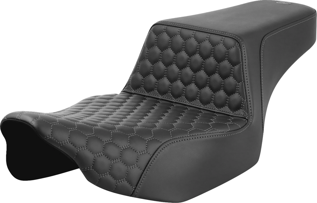 SADDLEMEN Step-Up Seat - Extended Reach - Front Honeycomb - Gray Stitch - FL '23-'24 823-07-17802