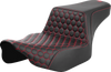 SADDLEMEN Step-Up Seat - Extended Reach - Front Honeycomb - Red Stitch - FL '23-'24 823-07-17804