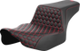 SADDLEMEN Step-Up Seat - Extended Reach - Front Honeycomb - Red Stitch - FL '23-'24 823-07-17804 - Team Dream Rides