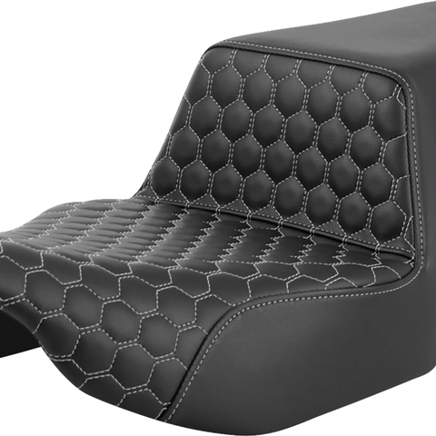 SADDLEMEN Step-Up Seat - Extended Reach - Front Honeycomb - Silver Stitch - FL '23-'24 823-07-17805 - Team Dream Rides
