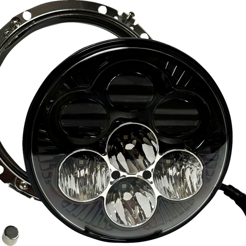 CUSTOM DYNAMICS Shark Demon® 7-Inch LED Motorcycle Headlight with Color Changing Backlight (Part SD2-7-13)