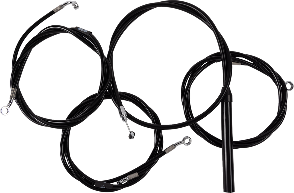 LA CHOPPERS Handlebar Cable/Brake Line Kit - Complete - 12" - 14" Handlebars - Black Vinyl LA-8059KT2-13B - Team Dream Rides