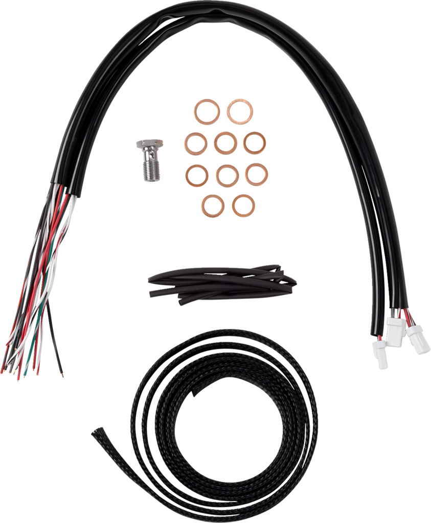 LA CHOPPERS Handlebar Cable/Brake Line Kit - Complete - 12" - 14" Handlebars - Stainless LA-8059KT2-13 - Team Dream Rides