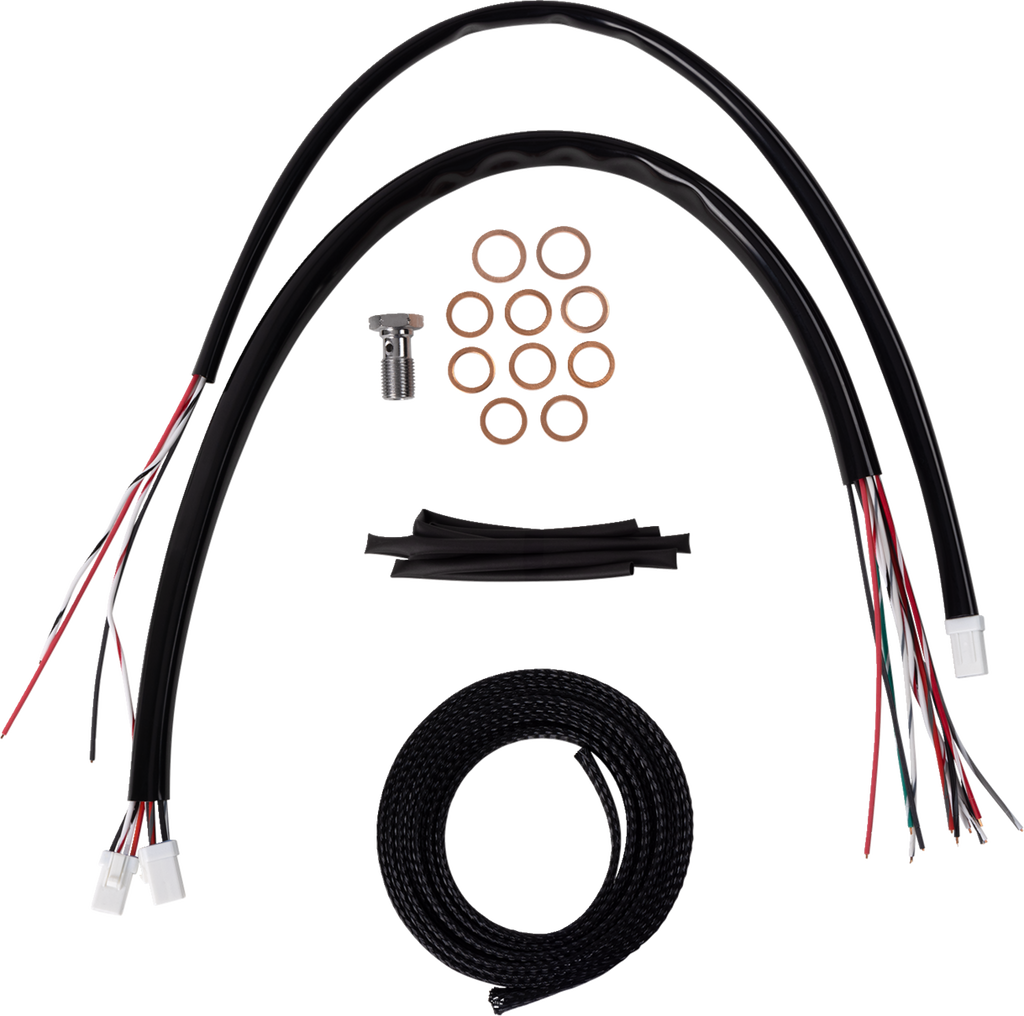 LA CHOPPERS Handlebar Cable/Brake Line Kit - Complete - 12" - 14" Handlebars - Black Vinyl LA-8059KT2-13B - Team Dream Rides