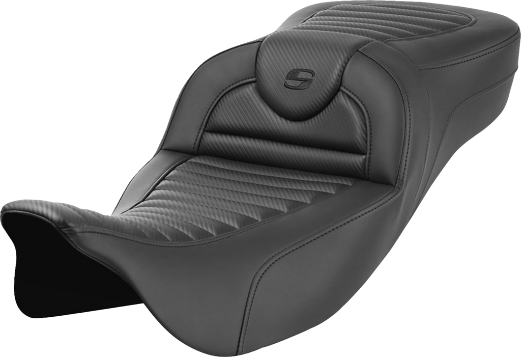 SADDLEMEN Roadsofa* Extended Reach Seat - without Backrest - Tuck-n-Roll - Carbon Fiber - FL '08-'23 808-07B-20500