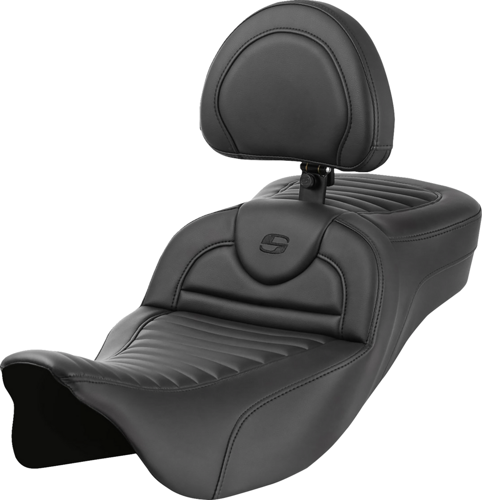 SADDLEMEN Roadsofa™ Extended Reach Seat with Backrest for FL '08-'24 - Part 808-07B-203B0