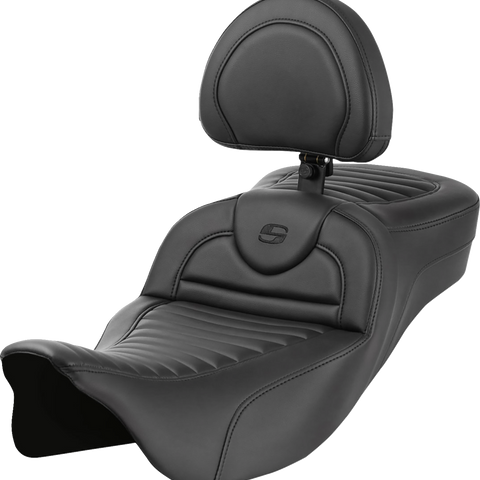 SADDLEMEN Roadsofa* Extended Reach Seat - with Backrest - Tuck-n-Roll - FL '08-'23 808-07B-203B0 - Team Dream Rides