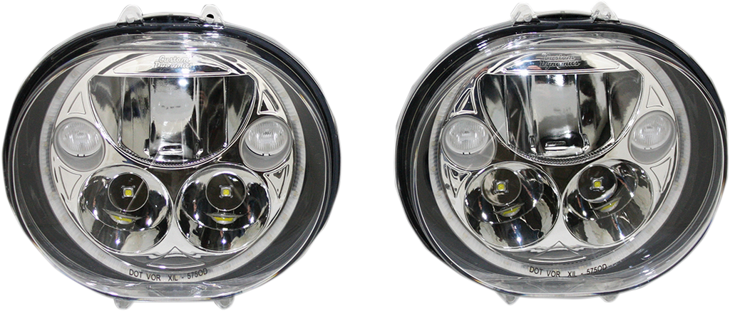 CUSTOM DYNAMICS LED Headlight 5-3/4 Inch Chrome CDTB-575OV-C