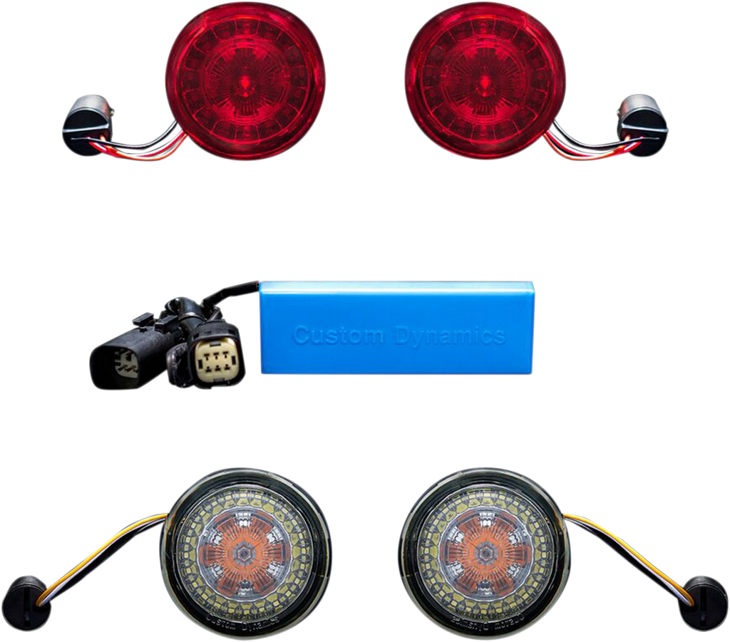 CUSTOM DYNAMICS ProBEAM® Turn Signal Kit PB-SS-KIT1 - Complete Front and Rear Smoke Lens Conversion with Dynamic Ringz® LEDs