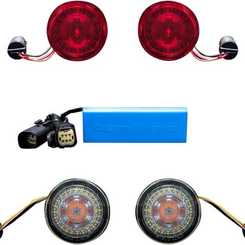 CUSTOM DYNAMICS ProBEAM® Turn Signal Kit PB-SS-KIT1 - Complete Front and Rear Smoke Lens Conversion with Dynamic Ringz® LEDs