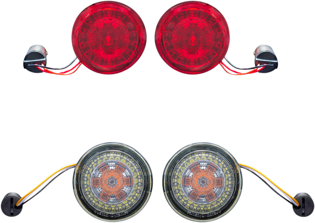 CUSTOM DYNAMICS ProBEAM® Turn Signal Kit PB-BCM-KIT2 – Complete Front and Rear Smoke & Red Lens Conversion with Dynamic Ringz® LEDs