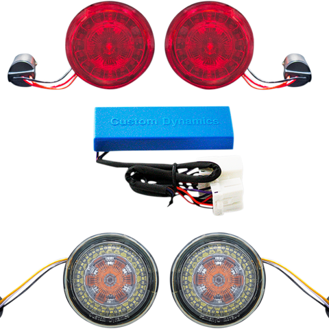 CUSTOM DYNAMICS ProBEAM® Turn Signal Kit PB-HD-KIT-1 for Front and Rear with Smoke and Red Lenses