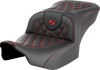 SADDLEMEN Roadsofa* Seat - without Backrest - Red Lattice Stitch - FLTR/FLHX '23-'24 823-07-18204 - Team Dream Rides