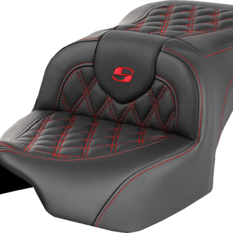 SADDLEMEN Roadsofa* Seat - without Backrest - Red Lattice Stitch - FLTR/FLHX '23-'24 823-07-18204 - Team Dream Rides