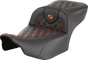 SADDLEMEN Roadsofa* Extended Reach Seat - without Backrest - Lattice - Orange Stitch - FLTR/FLHX '23-'24 823-07-18403 - Team Dream Rides