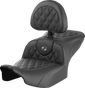 SADDLEMEN RoadSofa* Seat - with Backrest - Lattice Stitch - Gray Stitch - FLTR/FLHX '23-'24 823-07-182B2 - Team Dream Rides