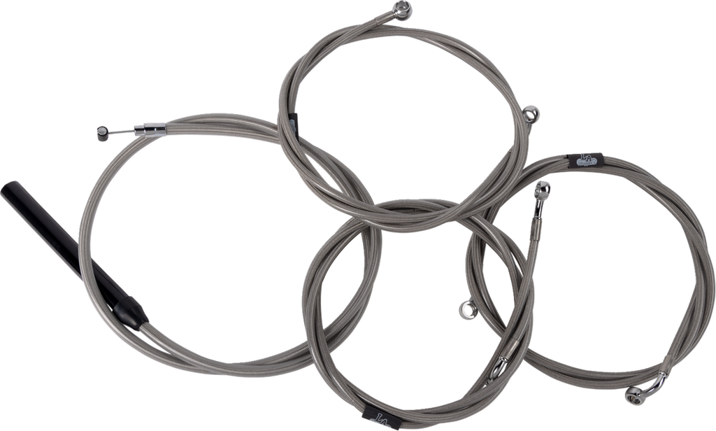 LA CHOPPERS Handlebar Cable/Brake Line Kit - Complete - 15" - 17" Handlebars - Stainless LA-8059KT2-16 - Team Dream Rides