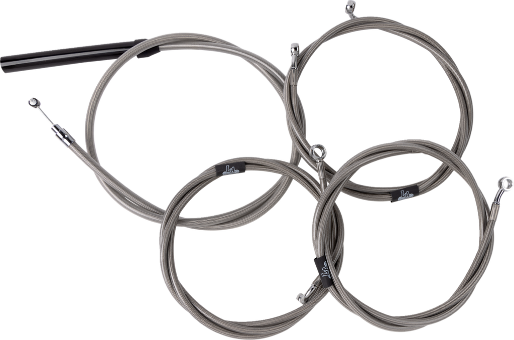 LA CHOPPERS Handlebar Cable/Brake Line Kit - Complete - 18" - 20" Handlebars - Stainless LA-8059KT2-19 - Team Dream Rides