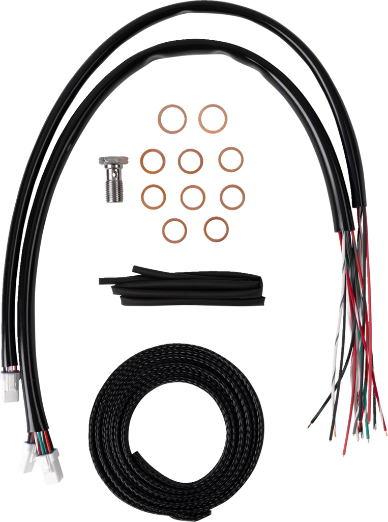LA CHOPPERS Handlebar Cable/Brake Line Kit - Complete - 15" - 17" Handlebars - Stainless LA-8059KT2-16 - Team Dream Rides